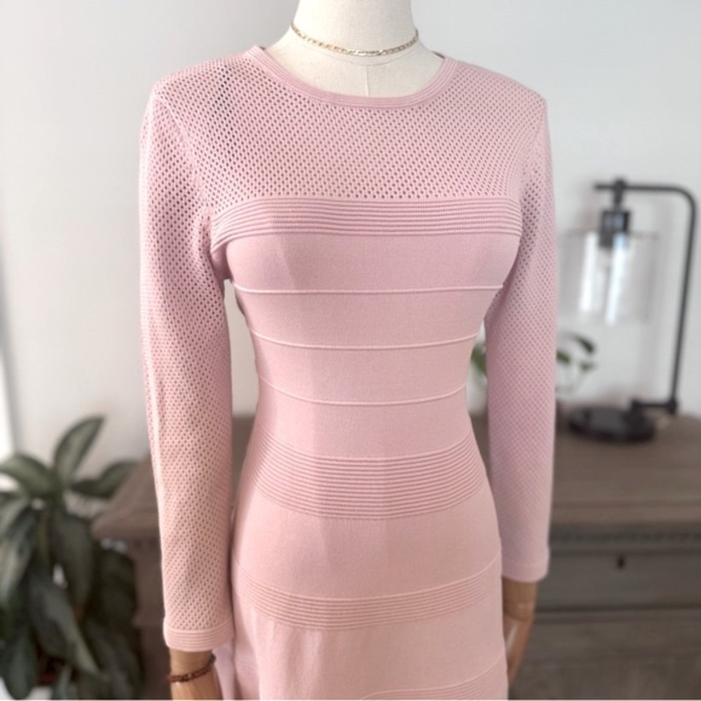 Vince Camuto Mesh-detail Fit-and-flare Dress | Size Small - Picture 6 of 14
